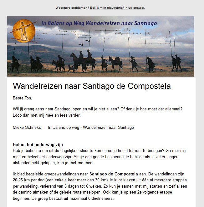 Nieuwsbrief In balans op weg wandelreizen