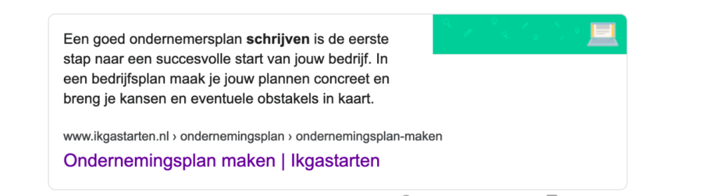 featured snippet voorbeeld